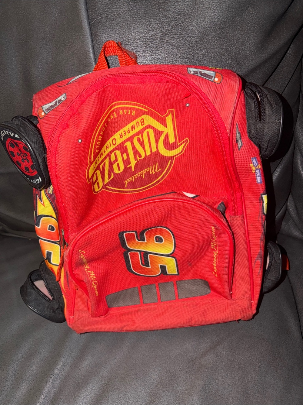 Disney Pixar Red Lightning McQueen Kids Backpack w mystery items inside!